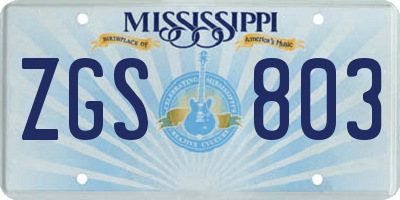 MS license plate ZGS803