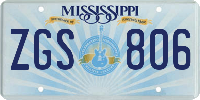 MS license plate ZGS806