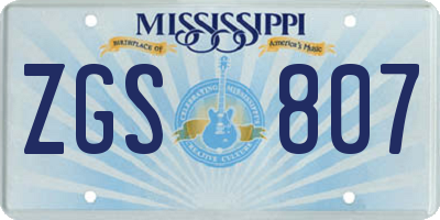 MS license plate ZGS807
