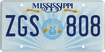 MS license plate ZGS808