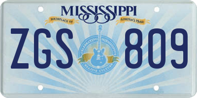 MS license plate ZGS809