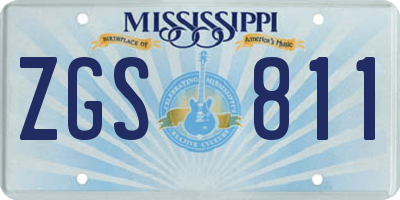 MS license plate ZGS811