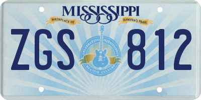 MS license plate ZGS812