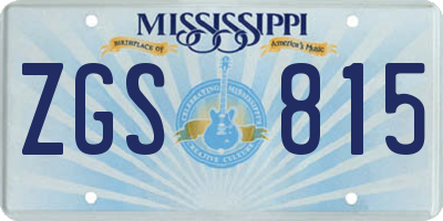 MS license plate ZGS815
