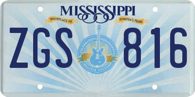 MS license plate ZGS816