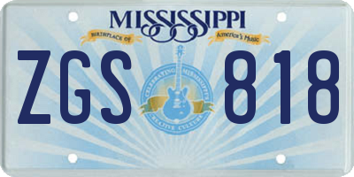 MS license plate ZGS818