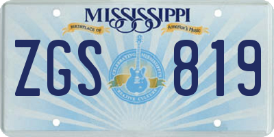 MS license plate ZGS819