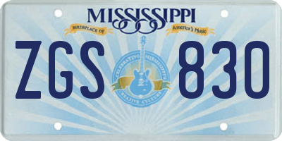MS license plate ZGS830