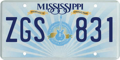 MS license plate ZGS831