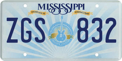 MS license plate ZGS832
