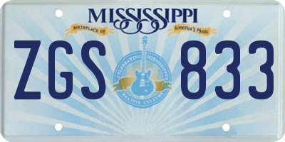 MS license plate ZGS833