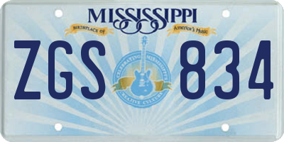 MS license plate ZGS834