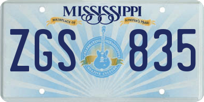 MS license plate ZGS835