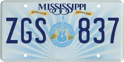MS license plate ZGS837