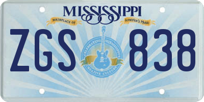 MS license plate ZGS838