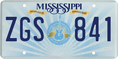 MS license plate ZGS841