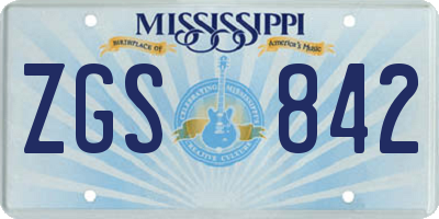 MS license plate ZGS842