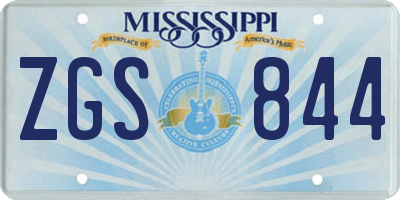 MS license plate ZGS844