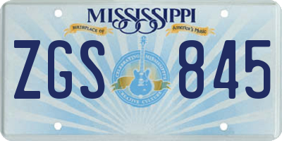 MS license plate ZGS845