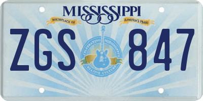 MS license plate ZGS847