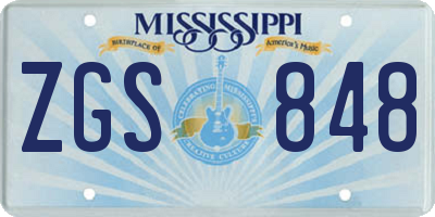 MS license plate ZGS848