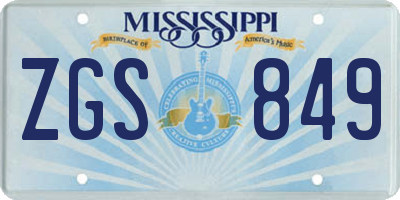 MS license plate ZGS849