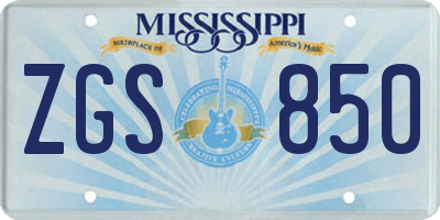 MS license plate ZGS850