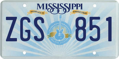 MS license plate ZGS851