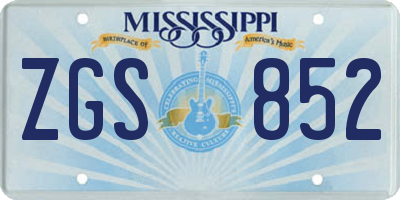 MS license plate ZGS852