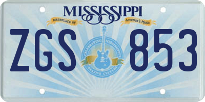 MS license plate ZGS853
