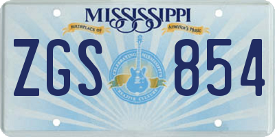 MS license plate ZGS854