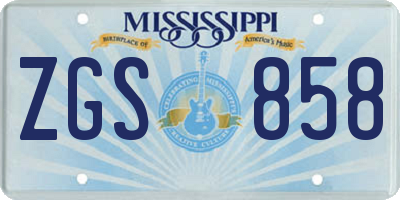 MS license plate ZGS858