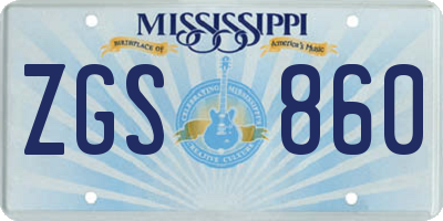 MS license plate ZGS860