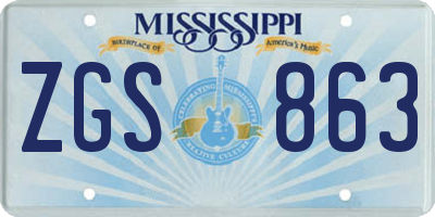 MS license plate ZGS863