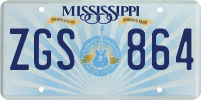 MS license plate ZGS864