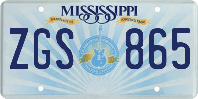 MS license plate ZGS865