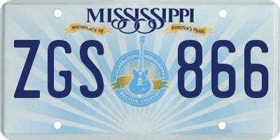 MS license plate ZGS866