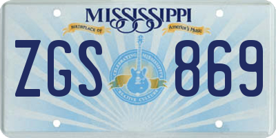 MS license plate ZGS869