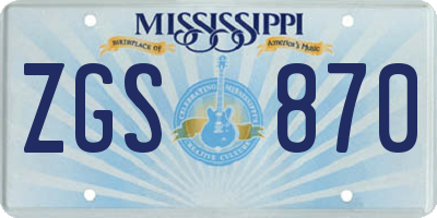 MS license plate ZGS870