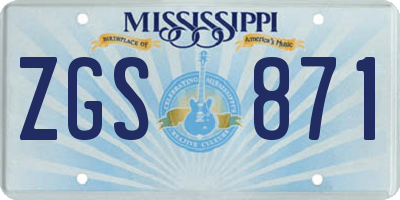 MS license plate ZGS871