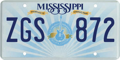 MS license plate ZGS872