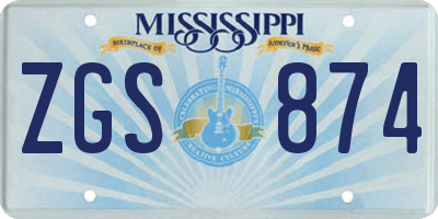 MS license plate ZGS874