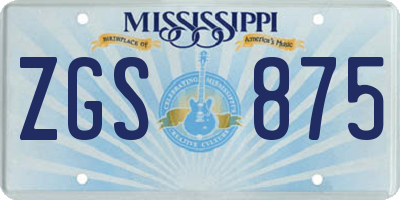 MS license plate ZGS875