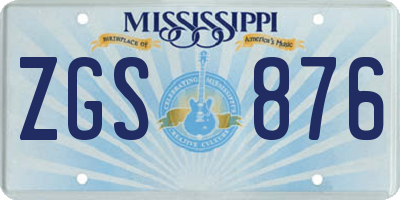 MS license plate ZGS876