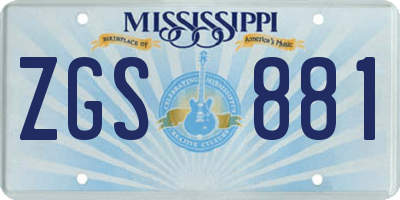 MS license plate ZGS881