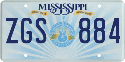 MS license plate ZGS884