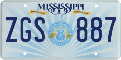 MS license plate ZGS887