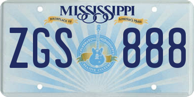 MS license plate ZGS888