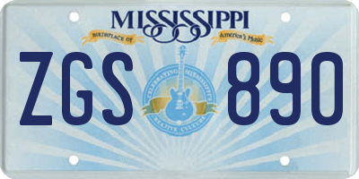 MS license plate ZGS890