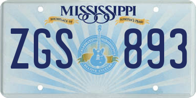 MS license plate ZGS893